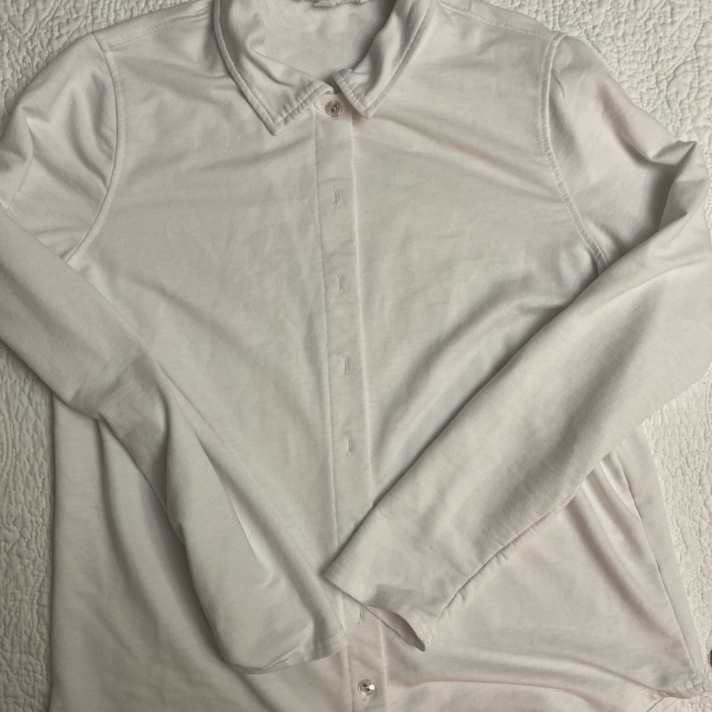 Jane+Delancey Anthropologie Women’s Long Sleeve Collared White Shirt Size M